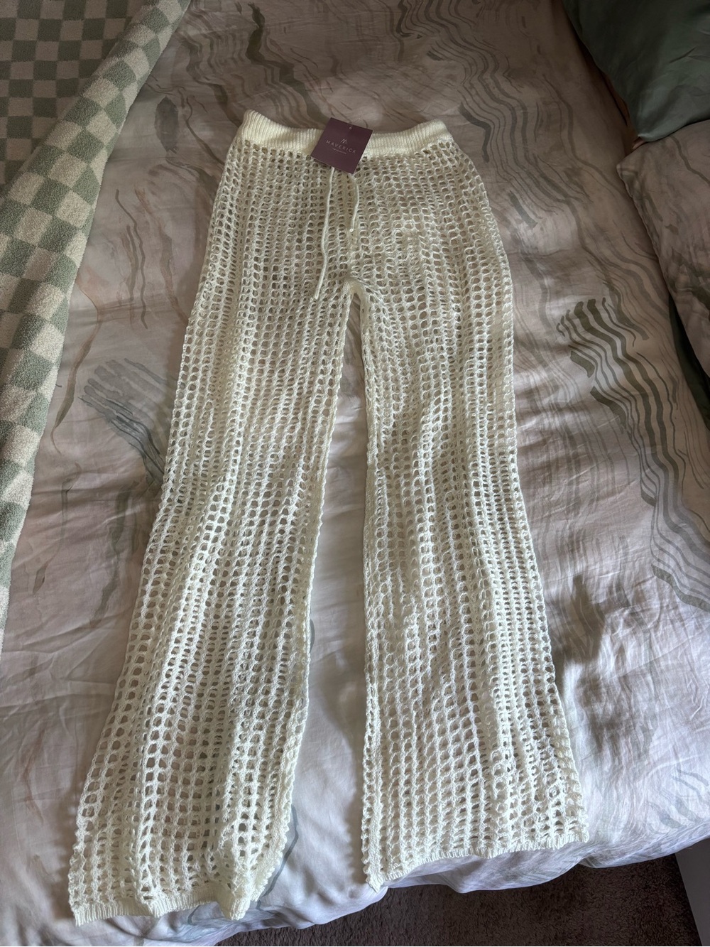 Women’s Crochet Beach Coverup Pants - Cream